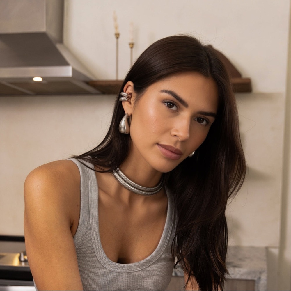 Steve Madden Silver Large Tone Puffy Tear Drop Stud Earrings